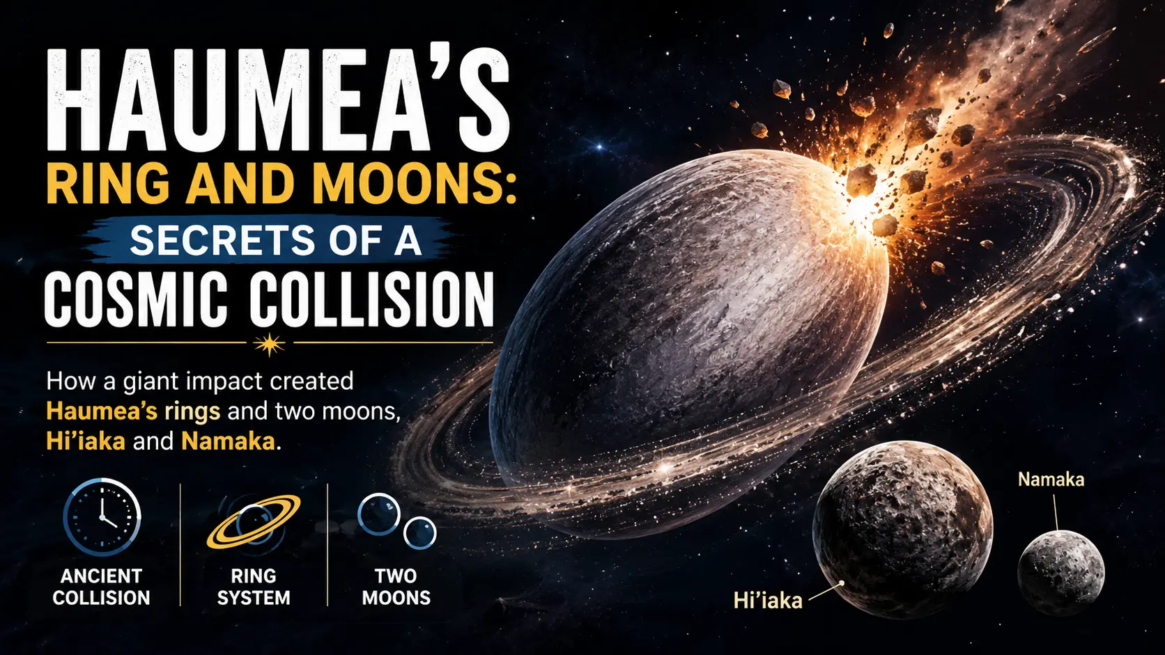 Haumea’s Ring and Moons: Secrets of a Cosmic Collision