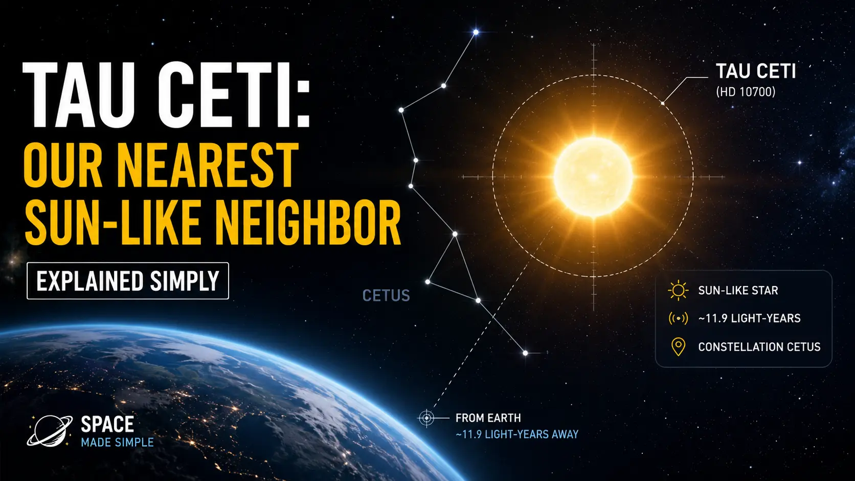 Tau Ceti: Our Nearest Sun-Like Neighbor Explained Simply