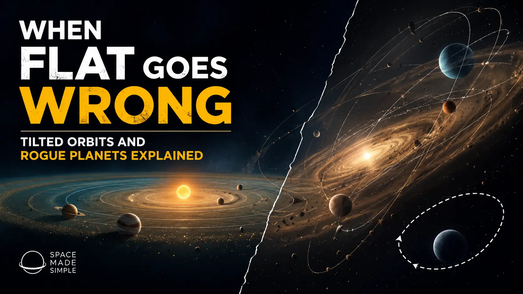 When Flat Goes Wrong: Tilted Orbits and Rogue Planets Explained