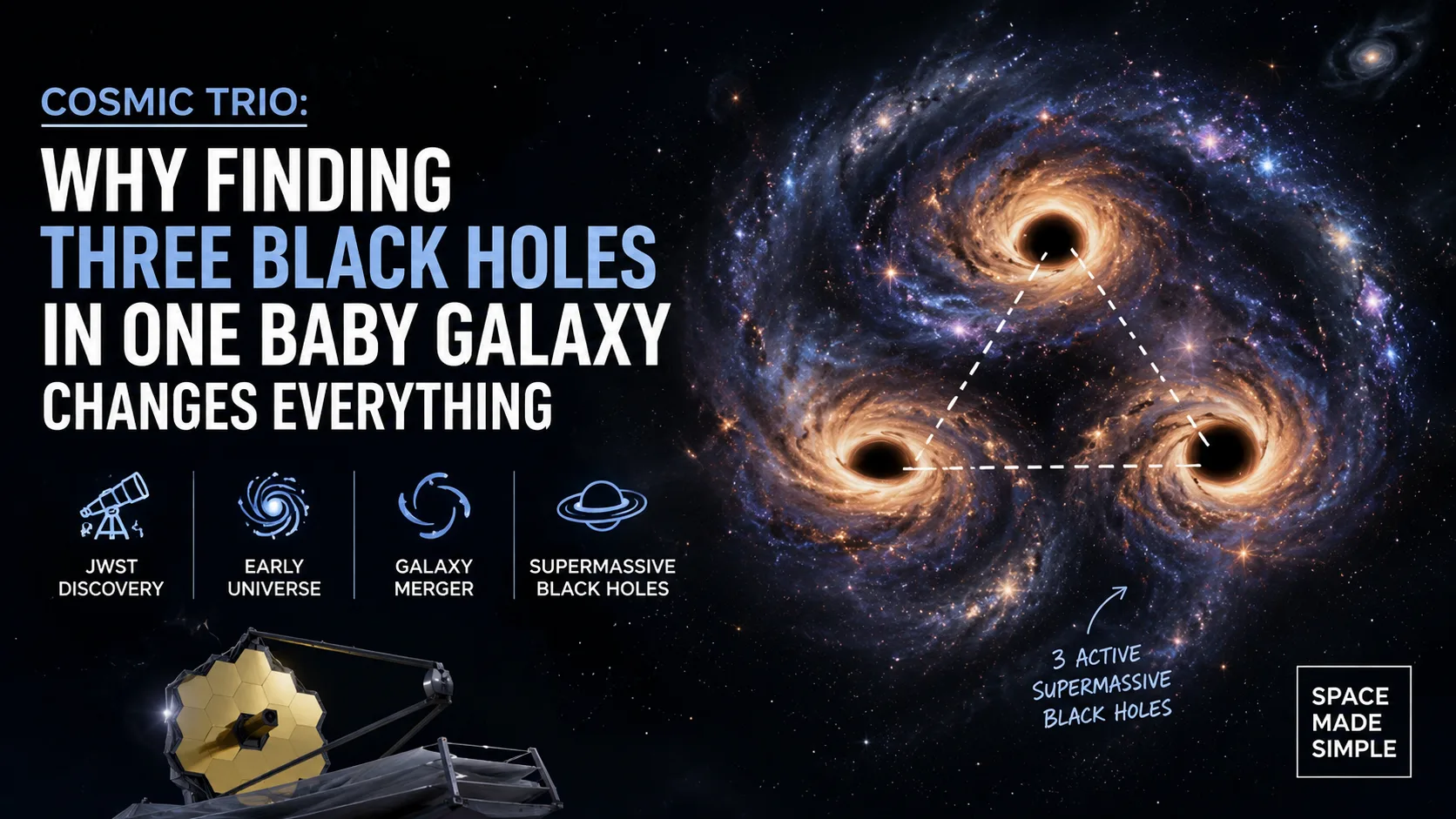 illustration of three black holes - AI generated images