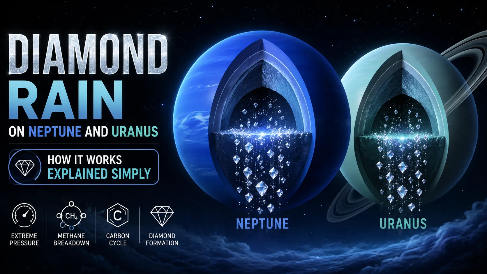 How Diamond Rain Forms on Ice Giants Neptune and Uranus