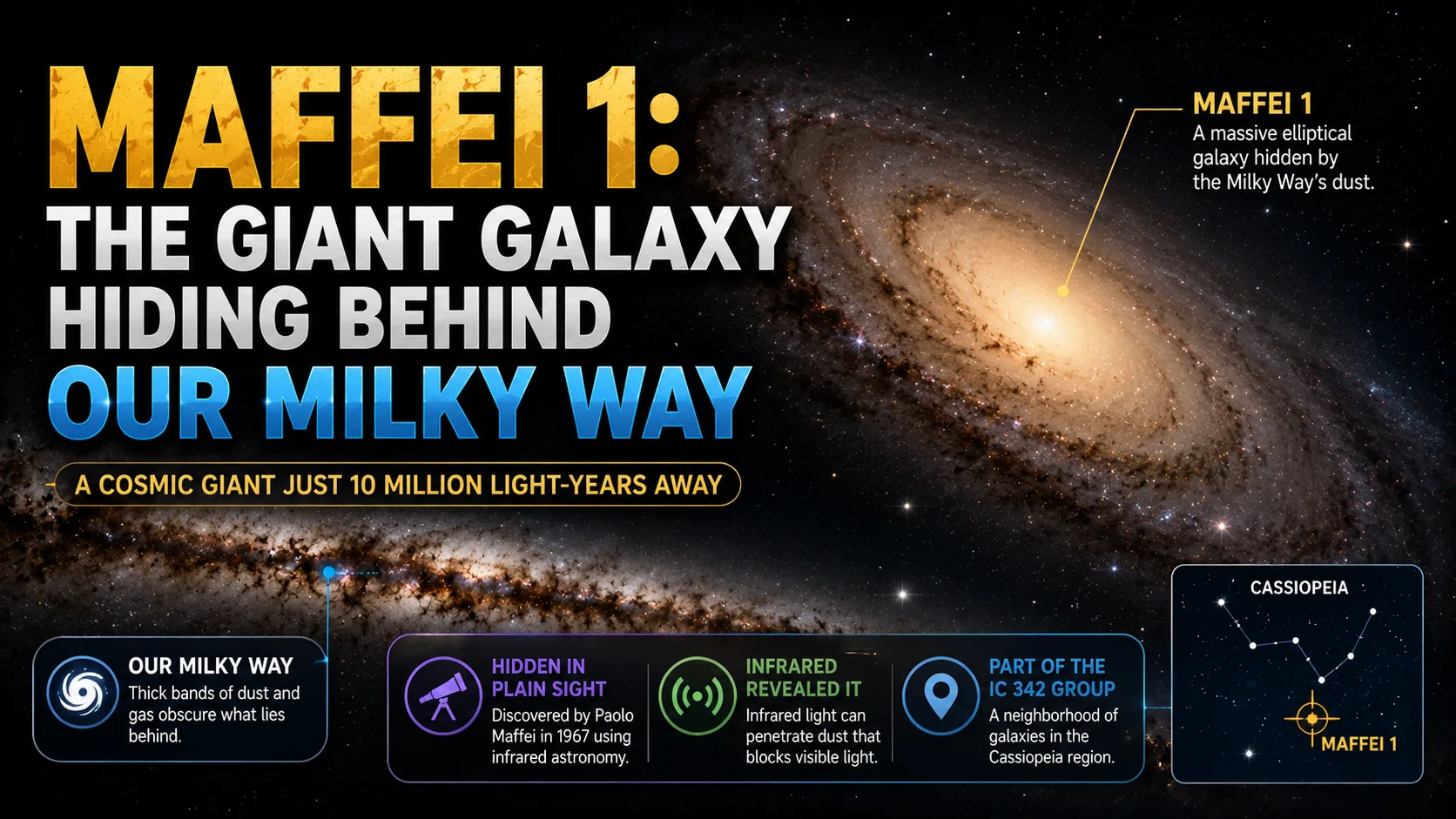 Maffei 1 Galaxy: The Hidden Giant Behind the Milky Way