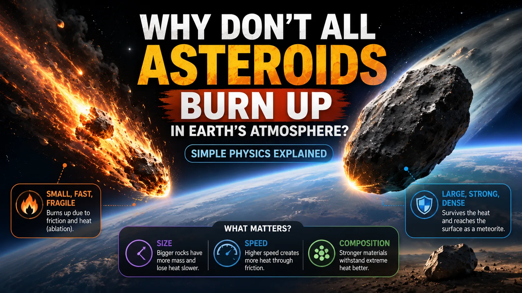 Why Don't All Asteroids Burn Up in Earth's Atmosphere? Simple Physics Explained