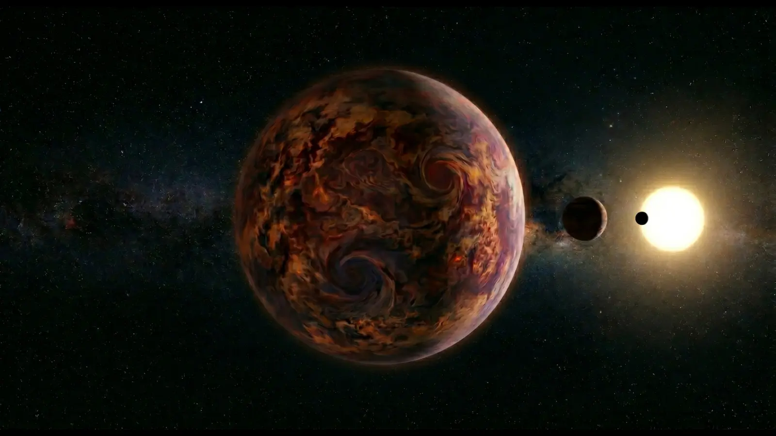 Artist impression of young gas giant PDS 70c with circumplanetary disk forming moons | Source: ESO/L. Calçada